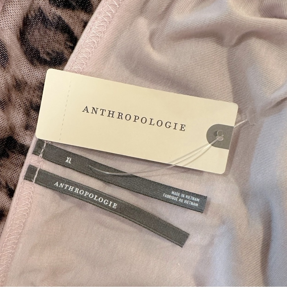 Anthropologie Mesh Shirred Tube Top Size XL Leopard Print Stretch Pullover - Picture 7 of 10